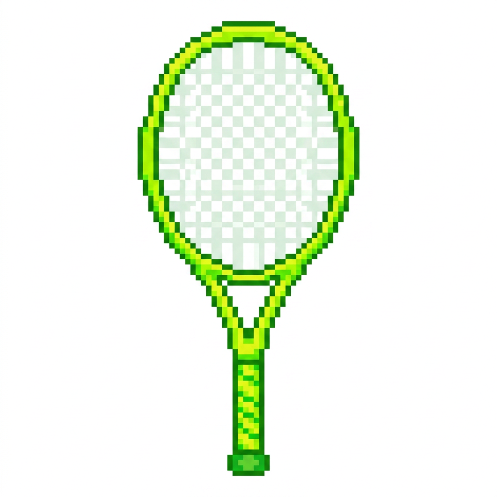 AI Design for make a cool basic vibrant pixelated racket that has the same exact vibe as this ball