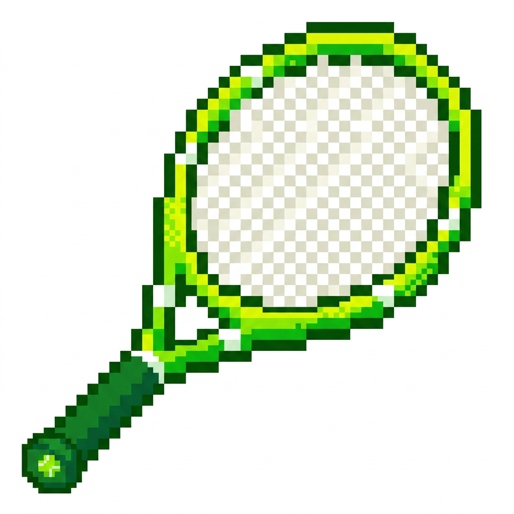 AI Design for make a cool basic vibrant pixelated racket that has the same exact vibe as this ball