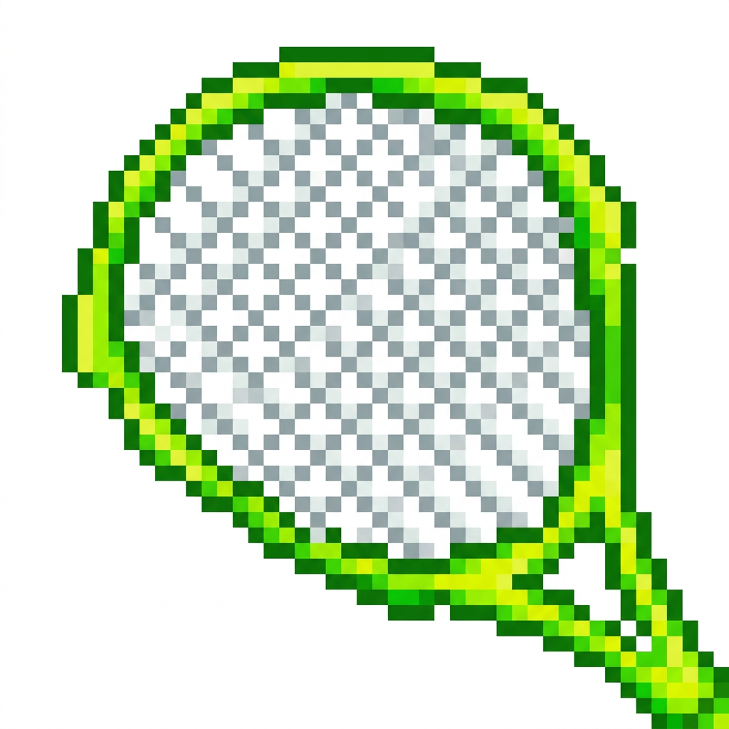 AI Design for make a cool basic vibrant pixelated racket that has the same exact vibe as this ball