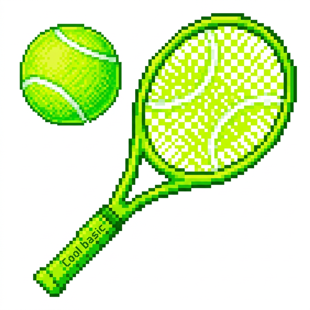 AI Design for make a cool basic vibrant pixelated racket that has the same exact vibe as this ball