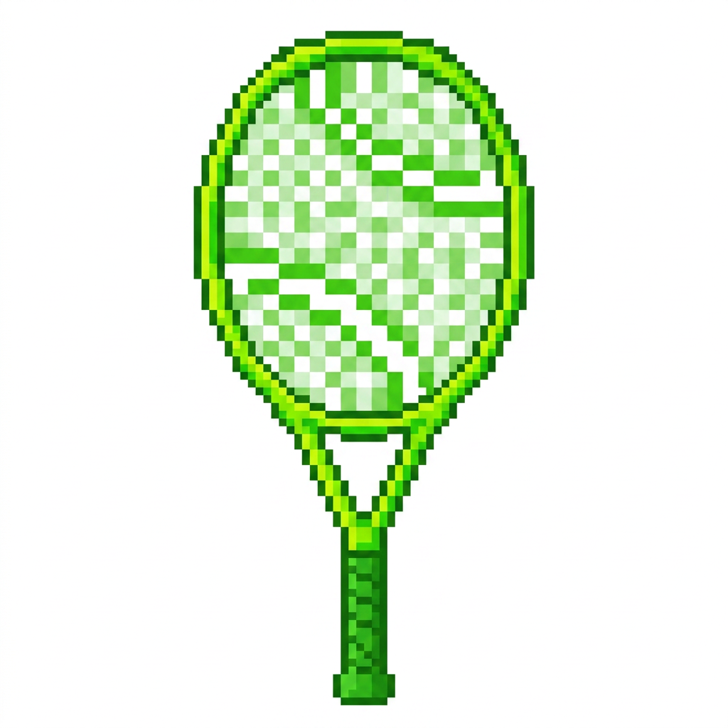 AI Design for make a cool basic vibrant pixelated racket that has the same exact vibe as this ball