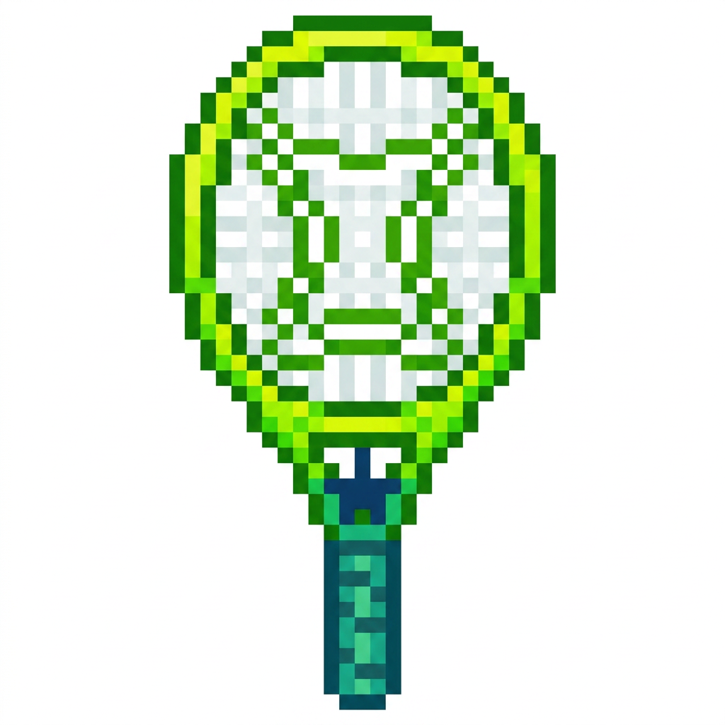 AI Design for make a cool basic vibrant pixelated racket that has the same exact vibe as this ball