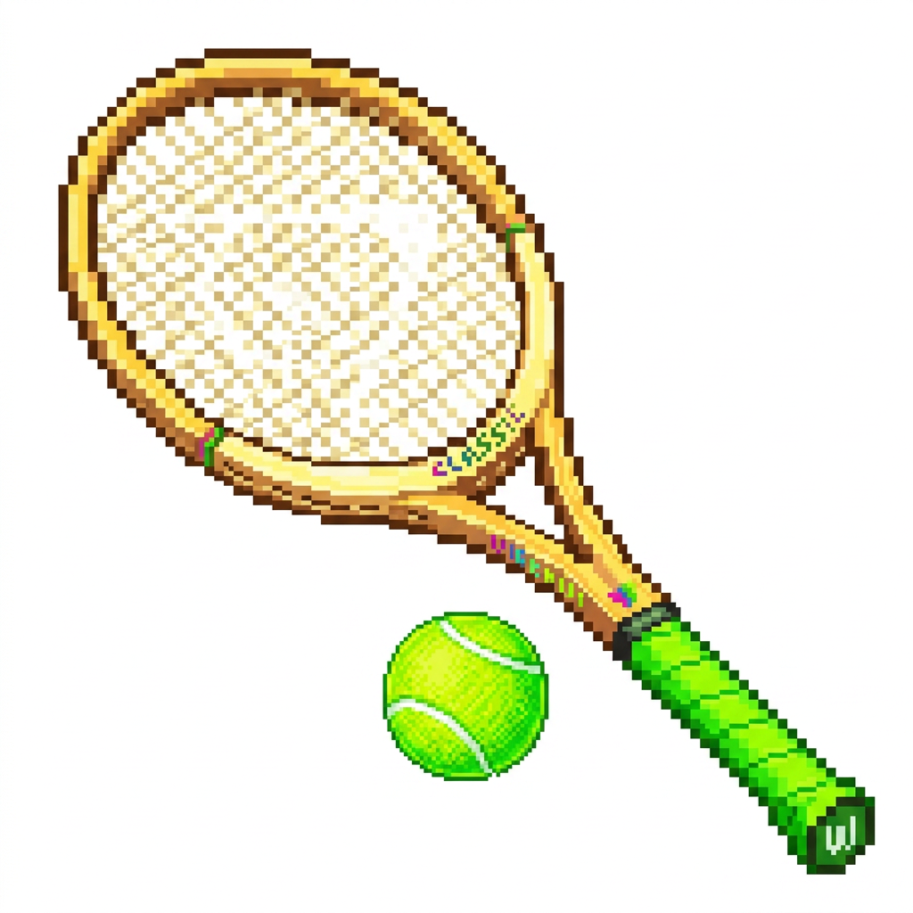 AI Design for make a cool basic vibrant pixelated racket that has the same exact vibe as this ball