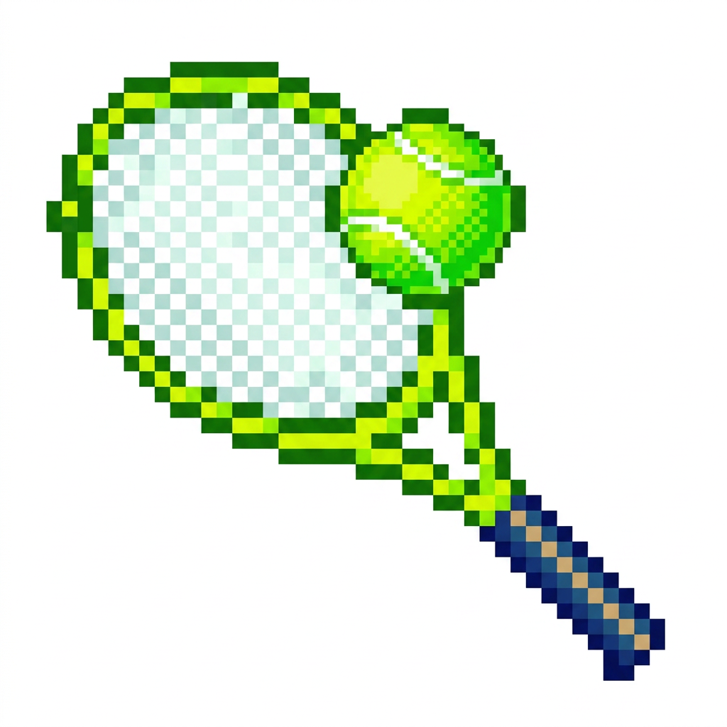AI Design for make a cool basic vibrant pixelated racket that has the same exact vibe as this ball