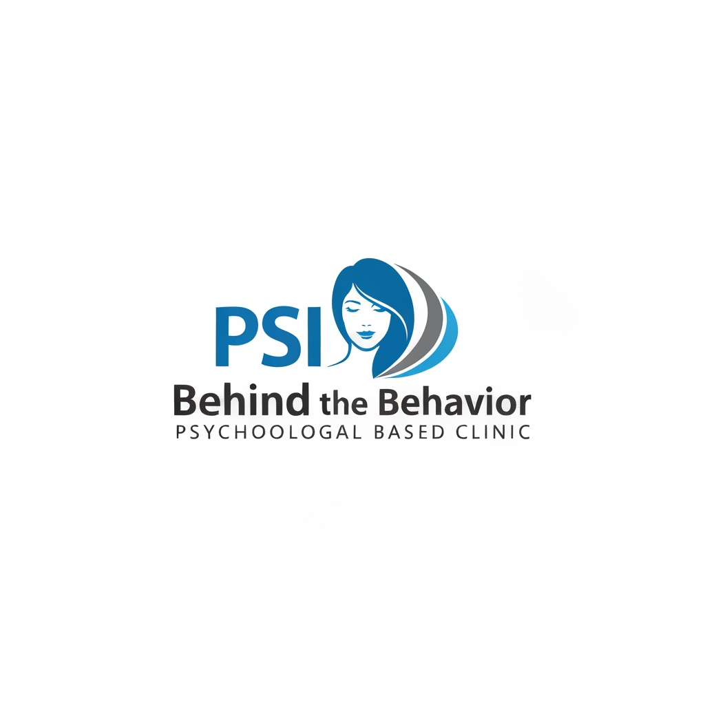 AI Design for I want to create a logo for the brand name behind the behavior It's a psychological based clinic I want PSI psychology symbol at the center and also at a female figure, female face or icon or female which suits better with the main PSI logo