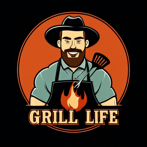 AI Design for A man grilling, with the text Grill Life 