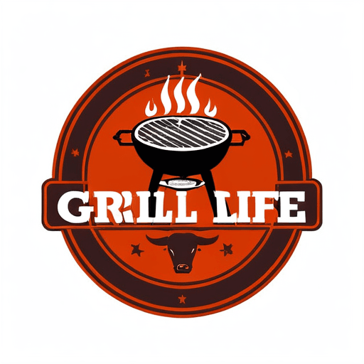 AI Design for A grill with steak cooking, with the text Grill Life 