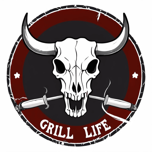 AI Design for Grill Life, Bovine Skull, Charcoal