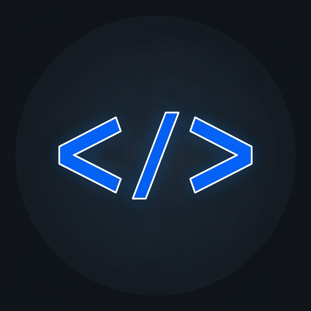 AI Design for code icon for coding website dark theme