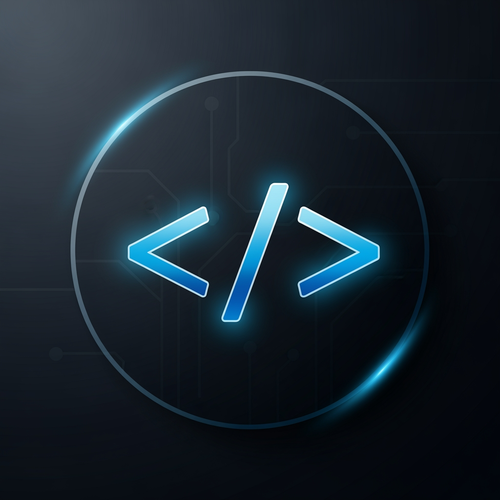 AI Design for code icon for coding website dark theme