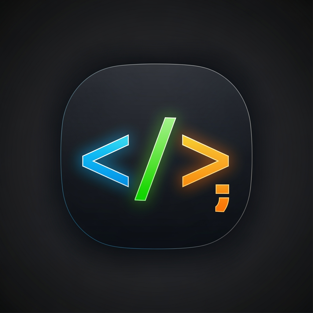 AI Design for code icon for coding website dark theme