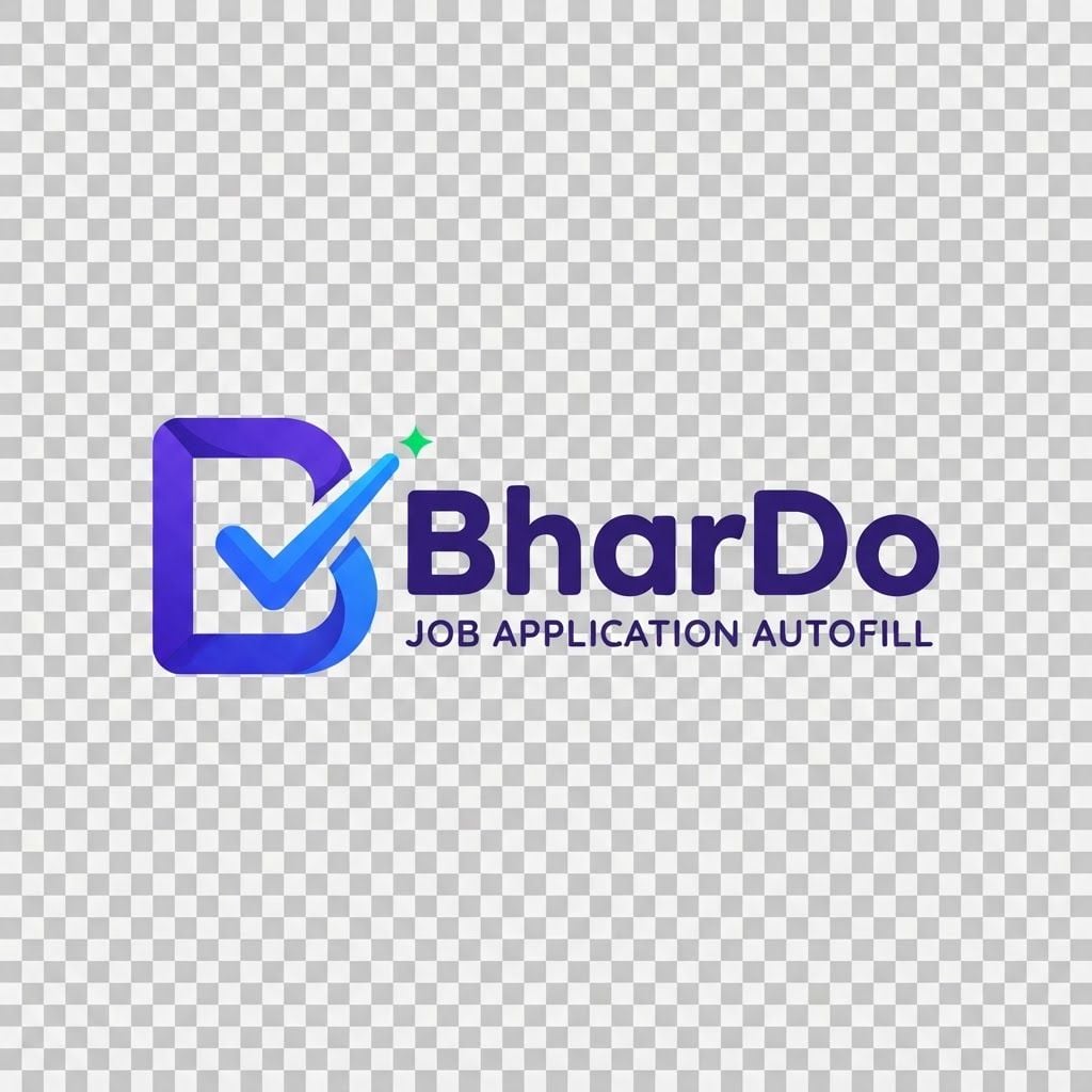 Design a modern, memorable logo for a Chrome extension called **“BharDo”**, an AI-powered job application autofill assistant.
The name “BharDo” means **“fill it for me”**, giving the brand a playful Indian/Gen-Z personality.
Logo concept:
* Create a distinctive icon representing **automatically filling a form**
* Combine a **document/form + checkmark + subtle AI sparkle**
* The icon can creatively incorporate the letter **B**
* Make the concept feel like: **“You bring the job application, BharDo fills it.”**
* Avoid generic robots, brains, circuit boards, or overly obvious AI imagery
* Keep the icon recognizable even at **16×16 px** as a Chrome extension icon
Brand personality:
* Smart
* Fast
* Helpful
* Playful
* Indian/Gen-Z
* Trustworthy
* Tech startup
Typography:
* Bold, modern, rounded sans-serif
* Wordmark: **BharDo**
* Make the capitalization exactly **BharDo**
* Friendly but professional
* Strong visual identity
Colors:
* Primary: vibrant **indigo / purple**
* Accent: **electric blue**
* Small green accent for the completed/checkmark concept
* Optional subtle gradient
* High contrast
* White/transparent background
Visual style:
* Minimal vector logo
* Premium modern SaaS startup
* Clean geometric shapes
* Flat design with very subtle depth if needed
* No excessive gradients
* No mockups
* No browser window
* No unnecessary text
Generate:
1. **BharDo full logo** — icon + wordmark
2. **BharDo standalone icon** — optimized for Chrome extension
3. **1:1 app/extension icon**
4. **Transparent background version**
The final result should look like a **real Indian AI startup brand**, memorable enough that users immediately associate the icon with **automatically filling job applications**.
This is a square 1:1 image for posts. Fill the whole frame edge to edge and scale the subject large. Do not leave empty margin.