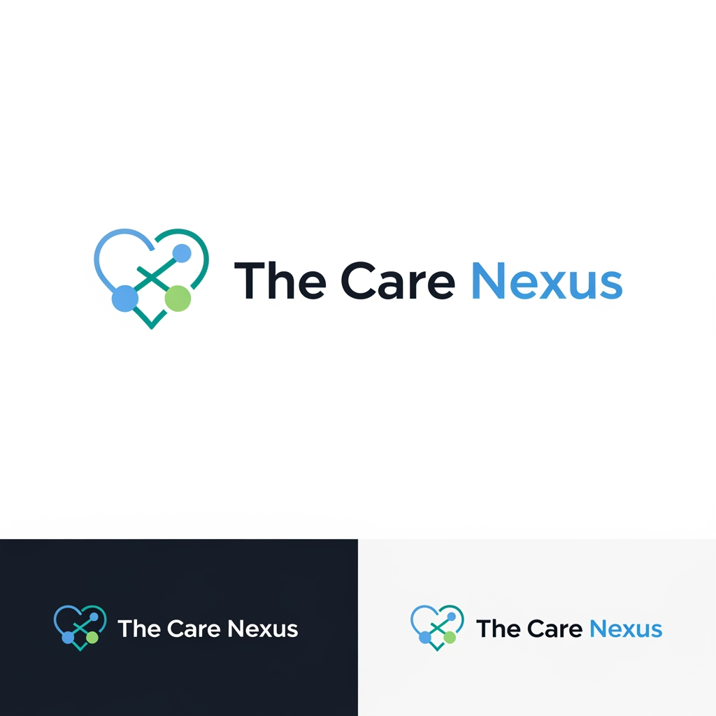 AI Design for # Logo Design Task – The Care Nexus
Design a modern, minimal, and professional logo for a healthcare SaaS platform named:
The Care Nexus
## Brand Identity
The platform focuses on:
* Healthcare coordination
* Patient management
* Medical communication
* Digital health records
* Doctor–patient collaboration
## Style Requirements
Create a logo that is:
* Clean and minimal
* Modern SaaS style
* Trustworthy and medical-focused
* Scalable (works in navbar, favicon, app icon)
* Simple enough for mobile UI
## Design Direction
The logo should reflect:
* Healthcare (subtle medical feel, not overly clinical)
* Connectivity / network / collaboration
* Care and trust
You may explore concepts like:
* Interconnected nodes (care network)
* Abstract medical cross (very subtle)
* Heart + network fusion
* Letter-based logo (CN monogram)
## Typography
* Use modern sans-serif fonts (Inter, Poppins, or similar)
* Should look premium and tech-oriented
## Colors
Use a modern healthcare palette:
* Primary: soft blue / teal
* Secondary: white / light gray
* Accent: subtle green (optional)
## Output
Provide:
1. Logo icon (transparent background)
2. Horizontal logo (icon + "The Care Nexus")
3. Dark mode version
4. Light mode version
## Constraints
* No cartoon style
* No overly complex medical symbols
* No stock clipart look
* Must feel like a modern SaaS startup (similar to Stripe, Notion, or Vercel aesthetic)