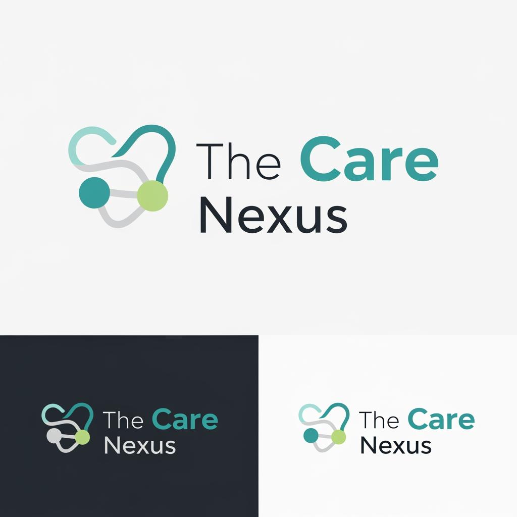 AI Design for # Logo Design Task – The Care Nexus
Design a modern, minimal, and professional logo for a healthcare SaaS platform named:
The Care Nexus
## Brand Identity
The platform focuses on:
* Healthcare coordination
* Patient management
* Medical communication
* Digital health records
* Doctor–patient collaboration
## Style Requirements
Create a logo that is:
* Clean and minimal
* Modern SaaS style
* Trustworthy and medical-focused
* Scalable (works in navbar, favicon, app icon)
* Simple enough for mobile UI
## Design Direction
The logo should reflect:
* Healthcare (subtle medical feel, not overly clinical)
* Connectivity / network / collaboration
* Care and trust
You may explore concepts like:
* Interconnected nodes (care network)
* Abstract medical cross (very subtle)
* Heart + network fusion
* Letter-based logo (CN monogram)
## Typography
* Use modern sans-serif fonts (Inter, Poppins, or similar)
* Should look premium and tech-oriented
## Colors
Use a modern healthcare palette:
* Primary: soft blue / teal
* Secondary: white / light gray
* Accent: subtle green (optional)
## Output
Provide:
1. Logo icon (transparent background)
2. Horizontal logo (icon + "The Care Nexus")
3. Dark mode version
4. Light mode version
## Constraints
* No cartoon style
* No overly complex medical symbols
* No stock clipart look
* Must feel like a modern SaaS startup (similar to Stripe, Notion, or Vercel aesthetic)