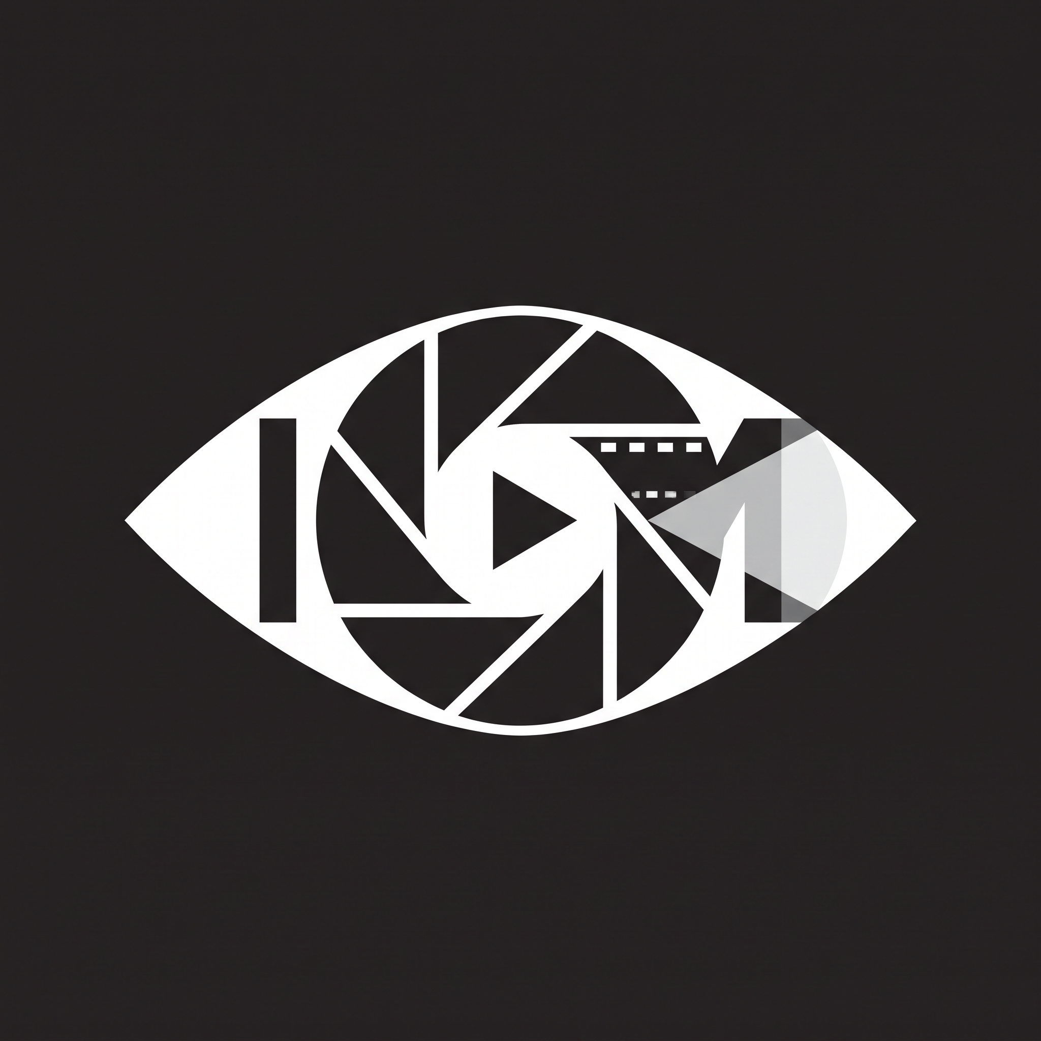 Create an abstract minimalist logo symbolizing vision, creativity, photography, filmmaking, and digital media for "Iris Media". Simple geometric icon, timeless branding, flat vector, monochrome, negative space, Swiss modernism, luxury brand identity.