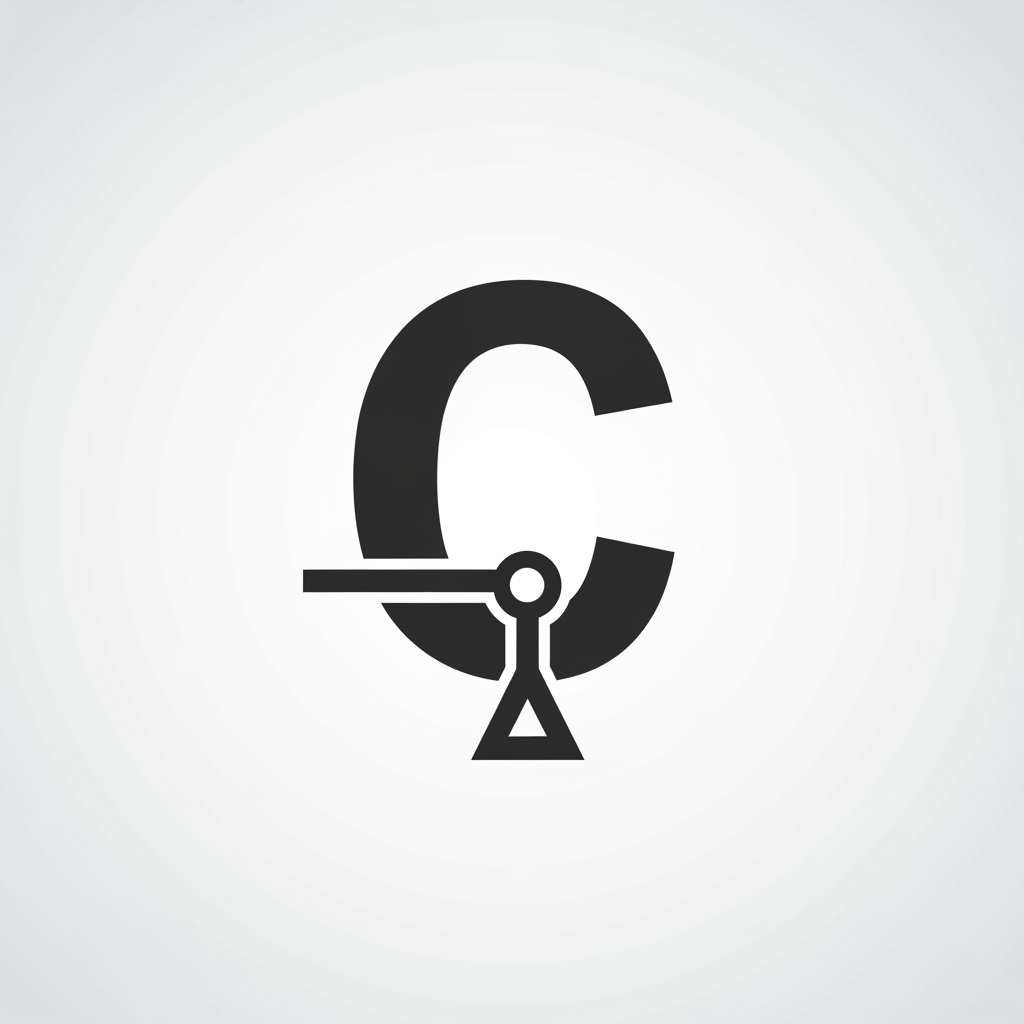AI Design for C letter and fulcrum --- logo