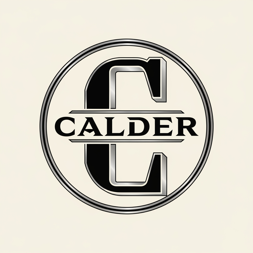 AI Design for I'm looking for a round logo for the centre caps of my wheels something powerful.

The company name is - CALDER
WE WANT TO USE THIS LOGO FOR OUR CENTER CAPS OF OUR WHEELS, NEEDS TO BE ROUND AND BOLD


About the brand
C logo and C with CALDER in the logo
Calder is an upper-premium wheel brand for trucks and SUVs. We make two-piece flow-formed wheels — beautifully designed, hand-finished, made to order and numbered in limited runs. Our buyer is a discerning truck/SUV owner who values taste and judgment, not flash. Think the quiet confidence of a fine watch or fashion house, applied to wheels. Our positioning is "the most beautiful flow-formed wheels made."
What we need

A primary wordmark logo for the name CALDER, plus an optional standalone symbol/mark (see below). Delivered in horizontal lockup at minimum.
The feeling we're after

Refined, confident, understated luxury. The logo should look like it has existed for decades — like a heritage house, not a typical aftermarket wheel company. Quiet authority over loud energy. If a luxury watchmaker or a high-end fashion label made a wheel brand, this is what its logo would look like.
Wordmark direction

CALDER set in all capitals, with generous (wide) letter-spacing.
Either a refined high-contrast serif (architectural, elegant) OR a clean, sophisticated sans-serif. We want to see both explored.
The wordmark should feel balanced and architectural — even, deliberate, precise.

Optional symbol/mark

Our brand idea is "balance" — metal forms held in perfect equilibrium (inspired by balance, motion, and equilibrium). If you create a symbol, explore a minimal abstract mark suggesting balance or a point of equilibrium — e.g. a fulcrum, a single suspended/balanced form, a still and precise geometric shape. It must be extremely simple and work small (it will appear on a wheel center cap, embossed on packaging, and on a numbered plate). Subtle and sophisticated, never busy.
Colors

Primary: near-black graphite (around #1A1A1A)
Secondary: warm bone / off-white (around #F4F1EA)
Optional single metallic accent: brushed silver/titanium, or a restrained warm bronze (around #9C7A4D)
Logo must also work in solid black and solid white (single-color versions).

Please AVOID (important)

No speed lines, motion streaks, or "fast/racing" clichés
No italics or slanted type
No chrome gradients, glossy 3D bevels, or metallic "shiny" effects
No wings, shields, wheels/rims drawn into the logo, gears, or automotive clichés
No bright colors (no red, blue, etc.)
Nothing that looks like a typical tuner/aftermarket wheel brand
Nothing techy or futuristic — this is heritage luxury, not a tech company

Usage

The logo will appear on: a website header, wheel center caps (small, often single-color), premium matte packaging (possibly embossed/debossed), a numbered certificate/plate, and social media. It must remain legible and elegant when very small and when reproduced in a single color or embossed (no color).
Deliverables

Horizontal wordmark lockup; a stacked/secondary version if it makes sense; the standalone symbol (if created); and single-color black and white versions.


Must have
MUST BE ROUND
Nice to have
A POWERFUL C
Should not have
TOO MANY COLORS

Make it a sleek design.