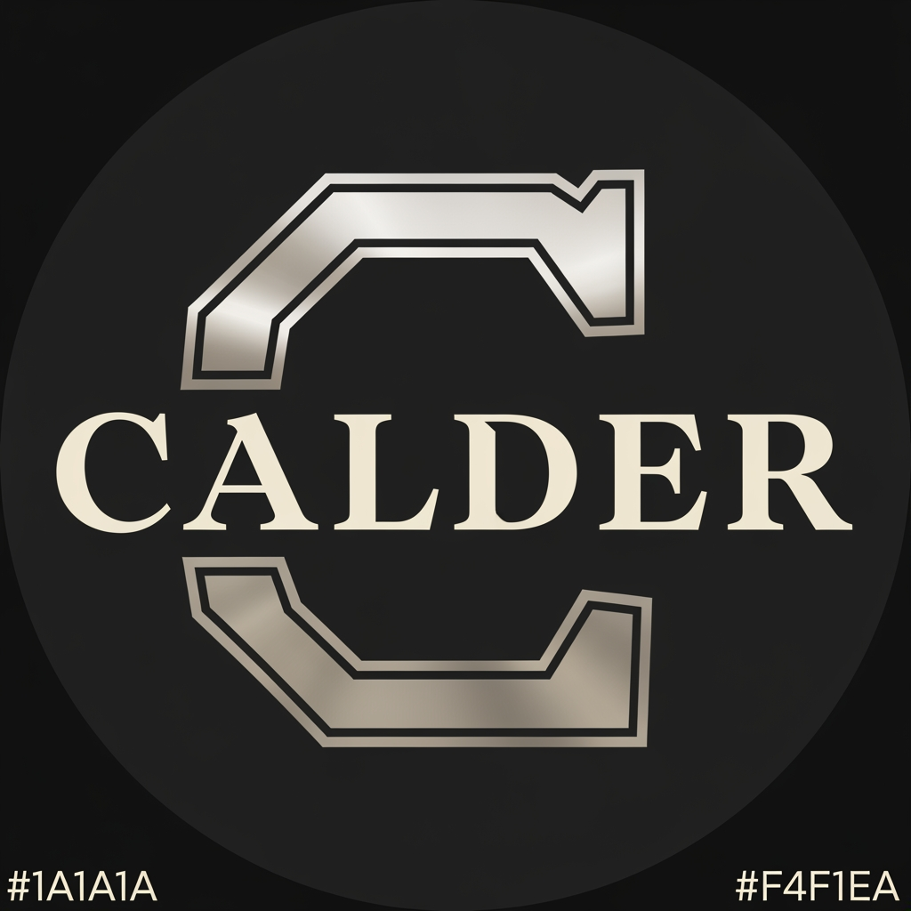 AI Design for I'm looking for a round logo for the centre caps of my wheels something powerful.

The company name is - CALDER
WE WANT TO USE THIS LOGO FOR OUR CENTER CAPS OF OUR WHEELS, NEEDS TO BE ROUND AND BOLD


About the brand
C logo and C with CALDER in the logo
Calder is an upper-premium wheel brand for trucks and SUVs. We make two-piece flow-formed wheels — beautifully designed, hand-finished, made to order and numbered in limited runs. Our buyer is a discerning truck/SUV owner who values taste and judgment, not flash. Think the quiet confidence of a fine watch or fashion house, applied to wheels. Our positioning is "the most beautiful flow-formed wheels made."
What we need

A primary wordmark logo for the name CALDER, plus an optional standalone symbol/mark (see below). Delivered in horizontal lockup at minimum.
The feeling we're after

Refined, confident, understated luxury. The logo should look like it has existed for decades — like a heritage house, not a typical aftermarket wheel company. Quiet authority over loud energy. If a luxury watchmaker or a high-end fashion label made a wheel brand, this is what its logo would look like.
Wordmark direction

CALDER set in all capitals, with generous (wide) letter-spacing.
Either a refined high-contrast serif (architectural, elegant) OR a clean, sophisticated sans-serif. We want to see both explored.
The wordmark should feel balanced and architectural — even, deliberate, precise.

Optional symbol/mark

Our brand idea is "balance" — metal forms held in perfect equilibrium (inspired by balance, motion, and equilibrium). If you create a symbol, explore a minimal abstract mark suggesting balance or a point of equilibrium — e.g. a fulcrum, a single suspended/balanced form, a still and precise geometric shape. It must be extremely simple and work small (it will appear on a wheel center cap, embossed on packaging, and on a numbered plate). Subtle and sophisticated, never busy.
Colors

Primary: near-black graphite (around #1A1A1A)
Secondary: warm bone / off-white (around #F4F1EA)
Optional single metallic accent: brushed silver/titanium, or a restrained warm bronze (around #9C7A4D)
Logo must also work in solid black and solid white (single-color versions).

Please AVOID (important)

No speed lines, motion streaks, or "fast/racing" clichés
No italics or slanted type
No chrome gradients, glossy 3D bevels, or metallic "shiny" effects
No wings, shields, wheels/rims drawn into the logo, gears, or automotive clichés
No bright colors (no red, blue, etc.)
Nothing that looks like a typical tuner/aftermarket wheel brand
Nothing techy or futuristic — this is heritage luxury, not a tech company

Usage

The logo will appear on: a website header, wheel center caps (small, often single-color), premium matte packaging (possibly embossed/debossed), a numbered certificate/plate, and social media. It must remain legible and elegant when very small and when reproduced in a single color or embossed (no color).
Deliverables

Horizontal wordmark lockup; a stacked/secondary version if it makes sense; the standalone symbol (if created); and single-color black and white versions.


Must have
MUST BE ROUND
Nice to have
A POWERFUL C
Should not have
TOO MANY COLORS

Make it a sleek design.