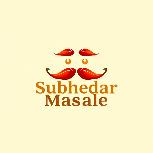 AI Design for Design a logo for spices manufacturing company. Name as "Subhedar Masale". Use color yellow, red or brown color. Make mustaches using of red chillies. 