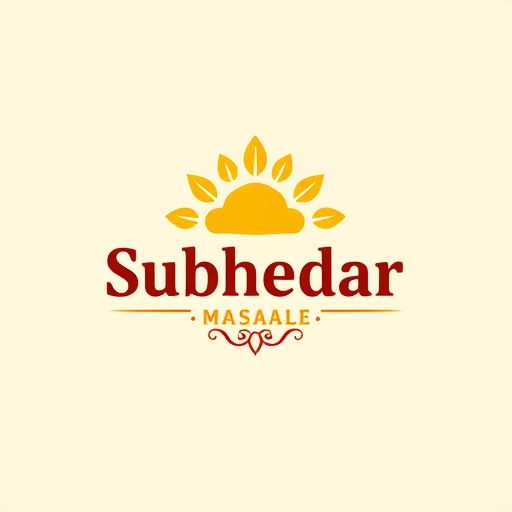AI Design for Design a logo for spices manufacturing company. Name as "Subhedar Masale". Use color yellow, red or brown. can ad some an indian spices icon, red chilly powder, turmeric powder, spices etc....