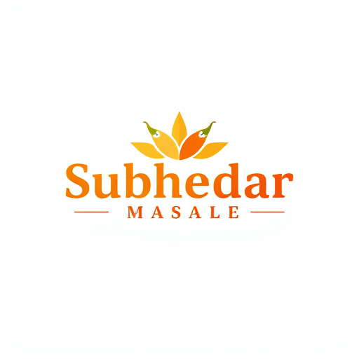 AI Design for Design a logo for spices manufacturing company. Name as "Subhedar Masale". Use color yellow, red or brown. can ad some an indian spices icon, red chilly powder, turmeric powder, spices etc....
