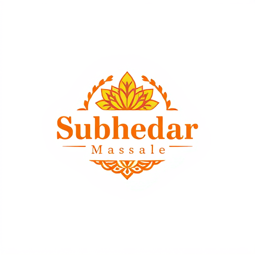AI Design for Design a logo for spices manufacturing company. Name as "Subhedar Masale". Use color yellow, red or brown. can ad some an indian spices icon, red chilly powder, turmeric powder, spices etc....