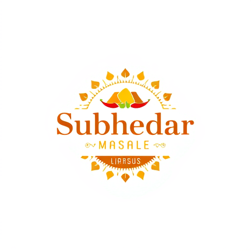 AI Design for Design a logo for spices manufacturing company. Name as "Subhedar Masale". Use color yellow, red or brown. can ad some an indian spices icon, red chilly powder, turmeric powder, spices etc.