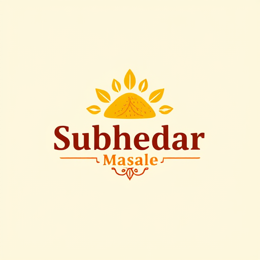 AI Design for Design a logo for spices manufacturing company. Name as "Subhedar Masale". Use color yellow, red or brown. can ad some an indian spices icon, red chilly powder, turmeric powder, spices etc.