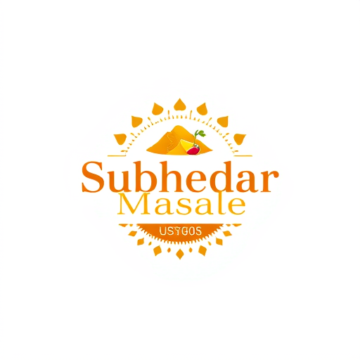 AI Design for Design a logo for spices manufacturing company. Name as "Subhedar Masale". Use color yellow, red or brown. can ad some an indian spices icon, red chilly powder, turmeric powder etc.