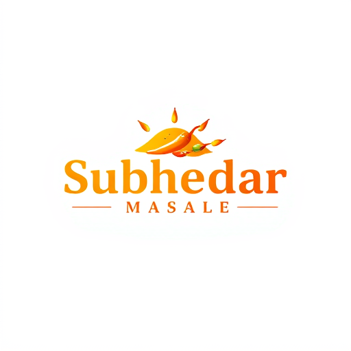 AI Design for Design a logo for spices manufacturing company. Name as "Subhedar Masale". Use color yellow, red or brown. can ad some an indian spices icon, red chilly powder, turmeric powder etc.