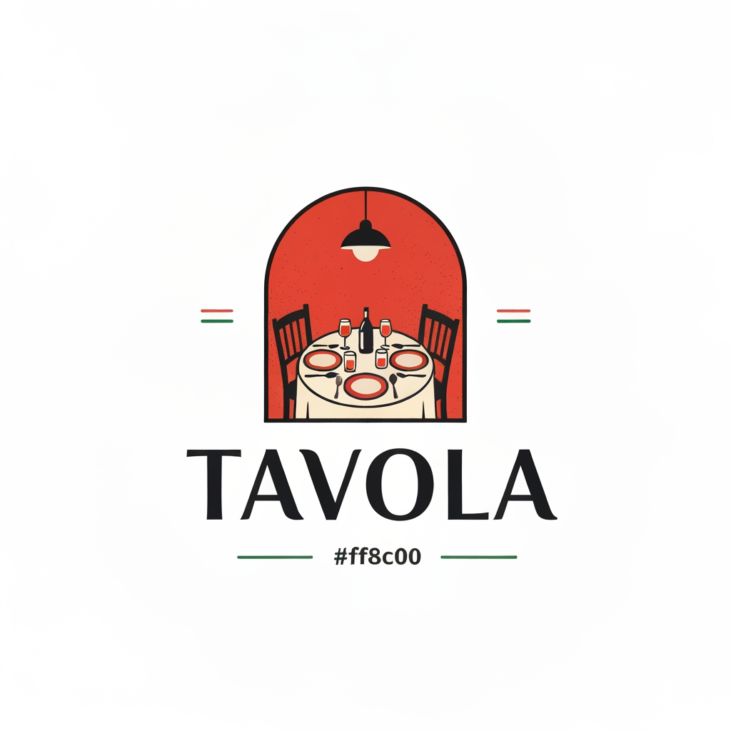 AI Design for design a logo for an italian restaurant named "Tavola" use colour #ff8c00 and #ffb347