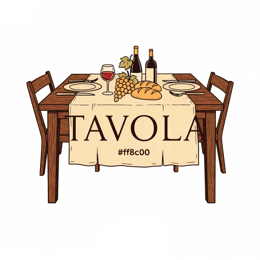 AI Design for design a logo for an italian restaurant named "Tavola" use colour #ff8c00 and #ffb347