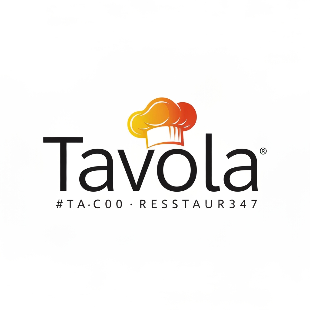 AI Design for design a logo for an italian restaurant named "Tavola" use colour #ff8c00 and #ffb347
use chef cap on tavola use colours orange and yellow