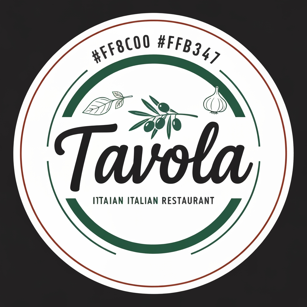 AI Design for design a logo for an italian restaurant named "Tavola" use colour #ff8c00 and #ffb347