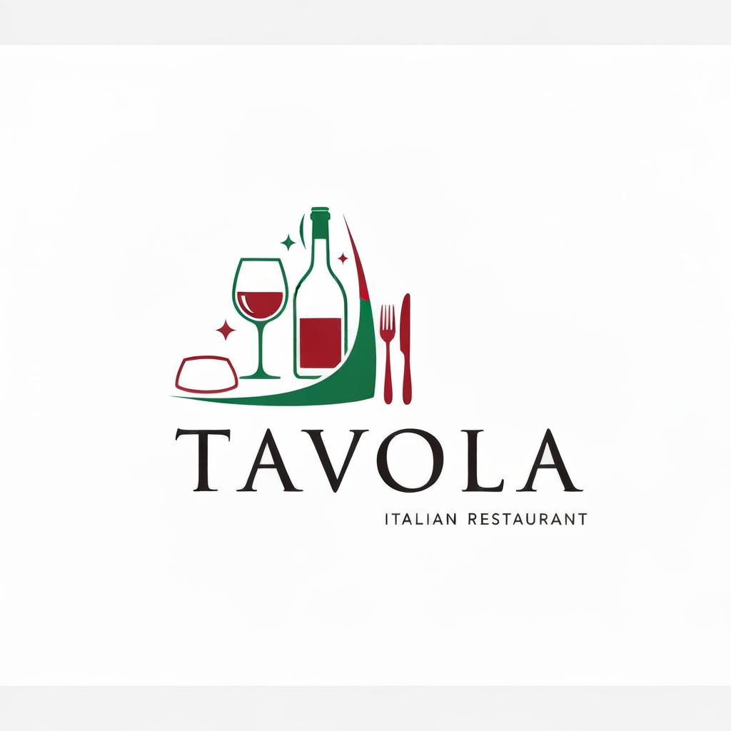 AI Design for design a logo for an italian restaurant named "Tavola" use colour #ff8c00 and #ffb347