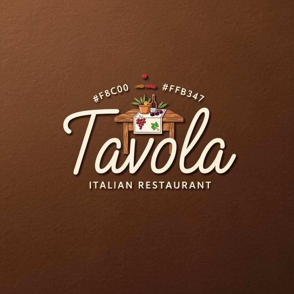 AI Design for design a logo for an italian restaurant named "Tavola" use colour #ff8c00 and #ffb347