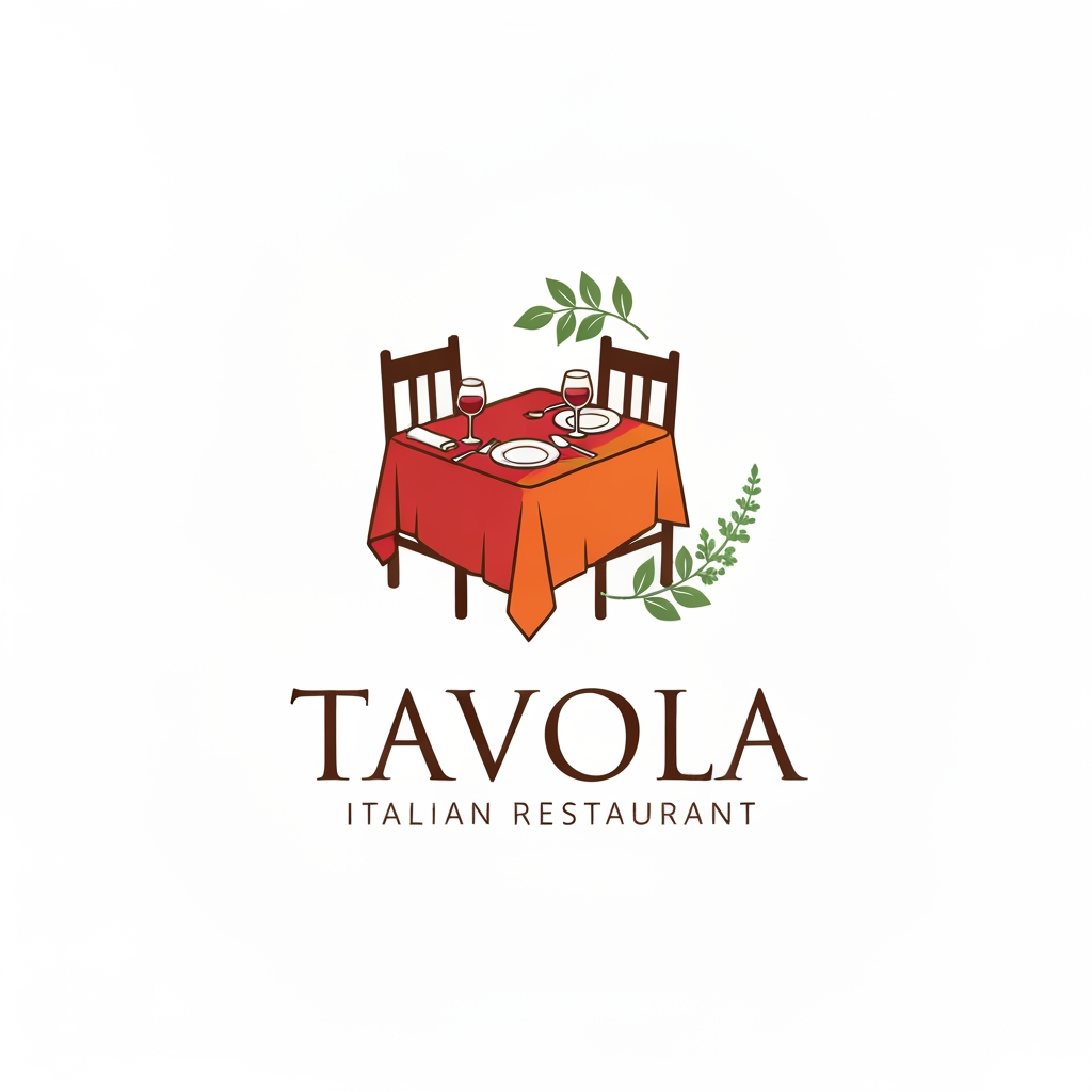 AI Design for design a logo for an italian restaurant named "Tavola" use colour #ff8c00 and #ffb347