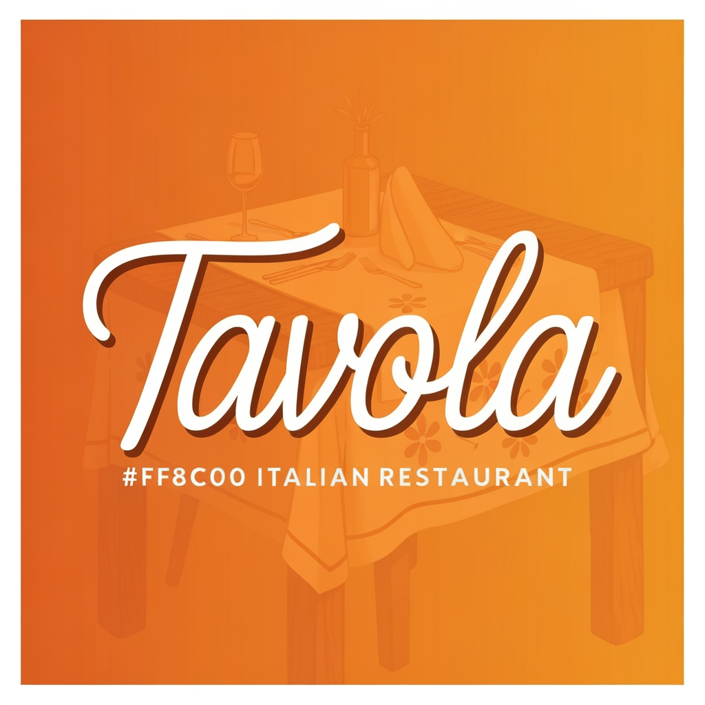 AI Design for design a logo for an italian restaurant named "Tavola" use colour #ff8c00 and #ffb347