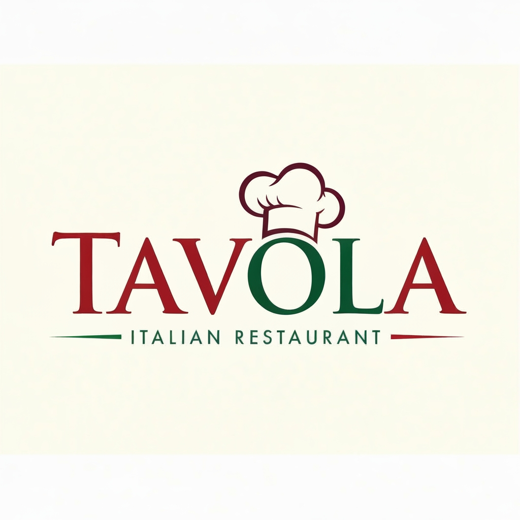 AI Design for design a logo for an italian restaurant named "Tavola" use colour #ff8c00 and #ffb347
use chef cap on tavola