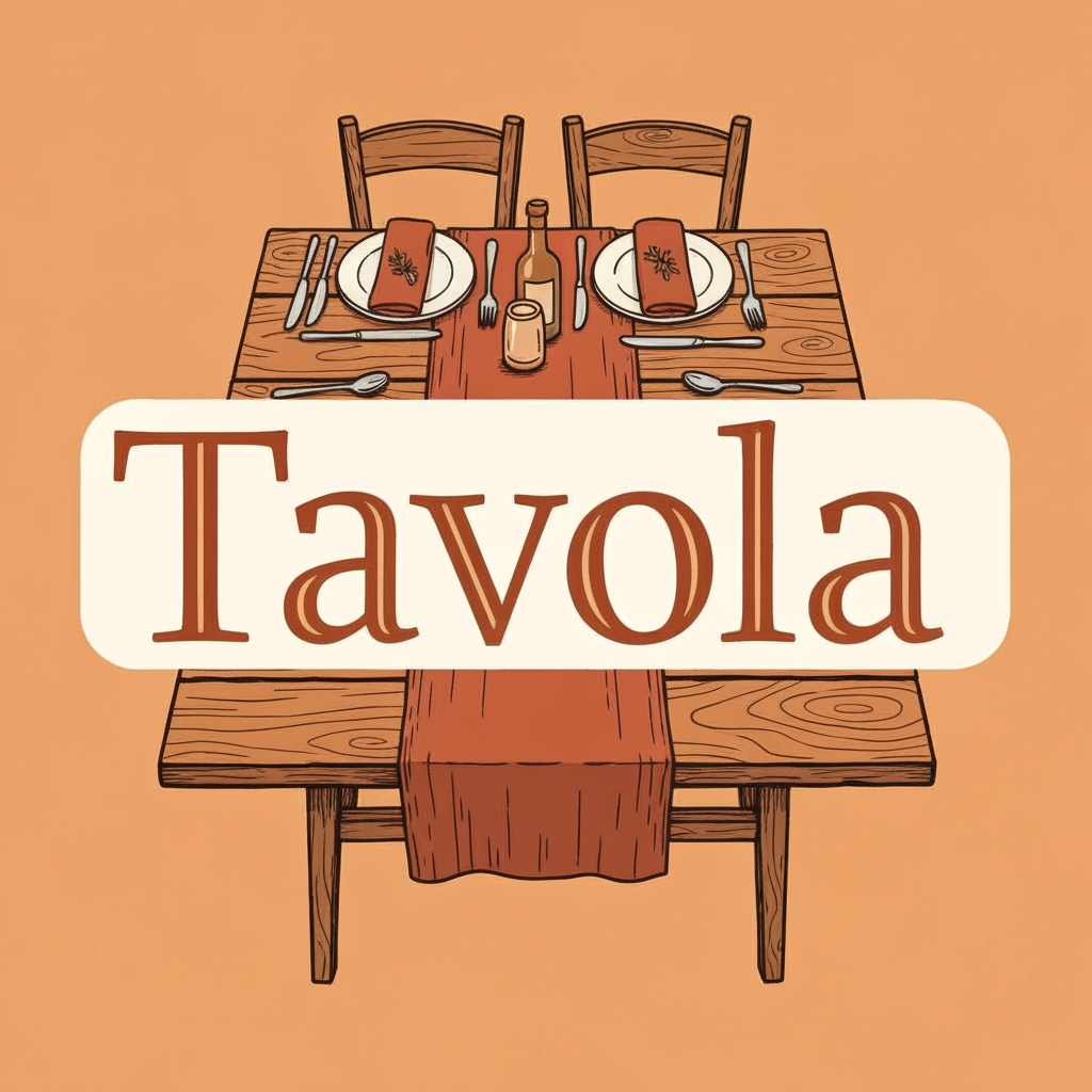 AI Design for design a logo for an italian restaurant named "Tavola" use colour #ff8c00 and #ffb347