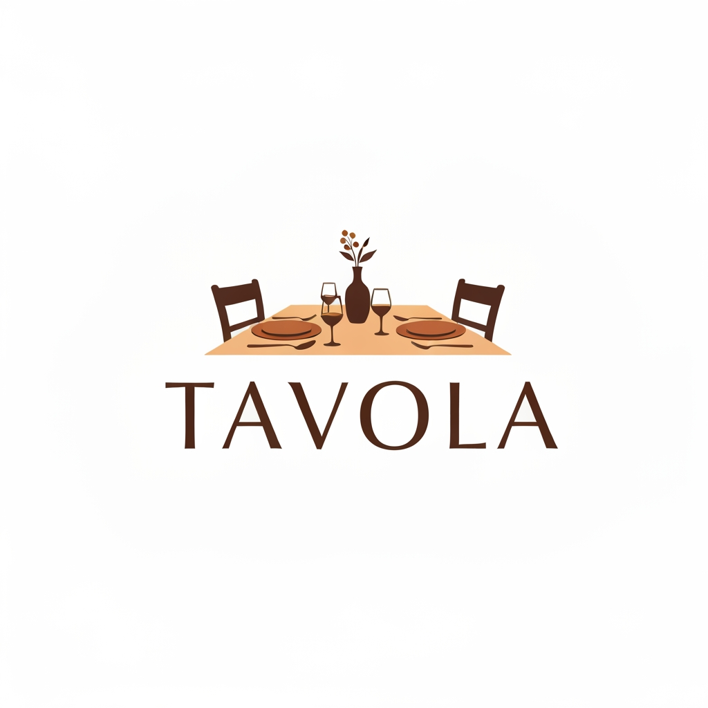 AI Design for design a logo for an italian restaurant named "Tavola" use colour #ff8c00 and #ffb347