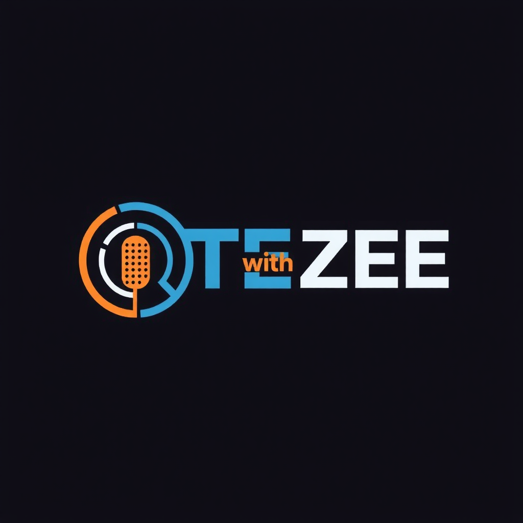 AI Design for I am running a broadcast, and I need a logo for it with the text 'TEE with ZEE'.