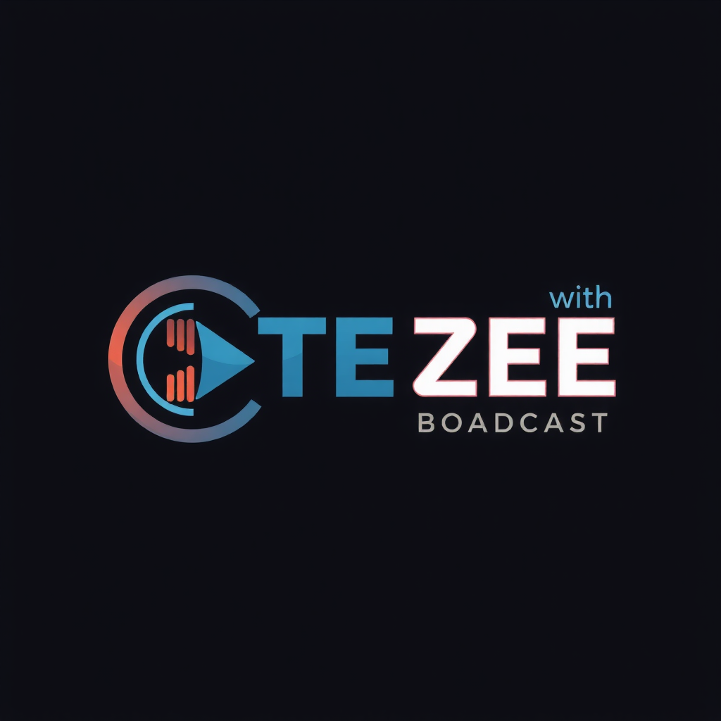 AI Design for I am running a broadcast, and I need a logo for it with the text 'TEE with ZEE'.
