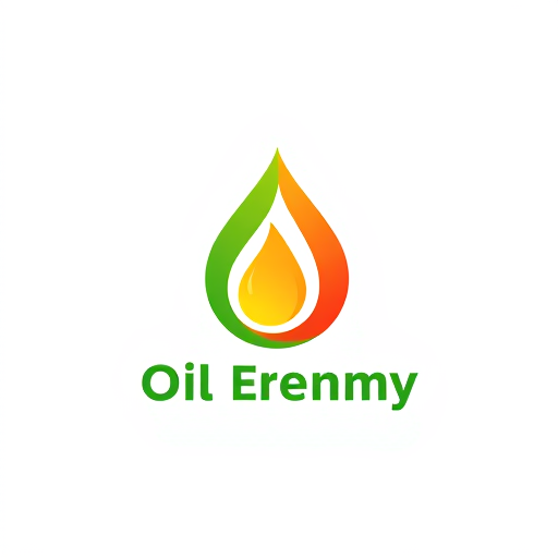 AI Design for oil company with green energy, colors : yellow and green and red with an oil drop design, make it professional
