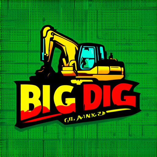 AI Design for make a logo for an oil and gas company called BIG DIG, colors : green, yellow, red. Make it professional