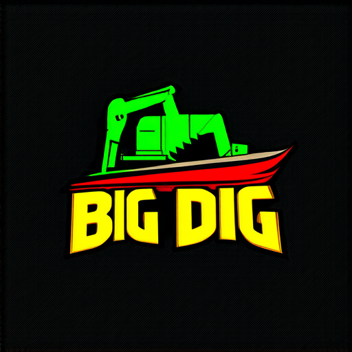 AI Design for make a logo for an oil and gas company called BIG DIG, colors : green, yellow, red. Make it professional