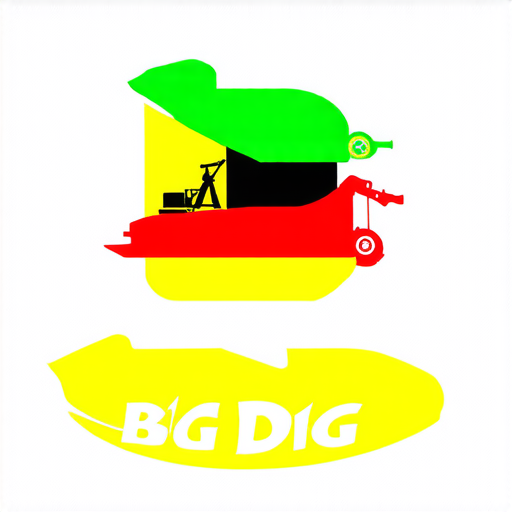AI Design for make a logo for an oil and gas company called BIG DIG, colors : green, yellow, red. Make it professional