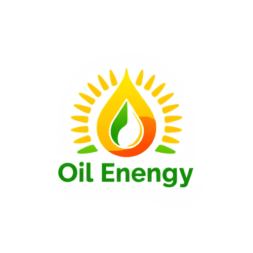 AI Design for oil company with green energy, colors : yellow and green and red with an oil drop design