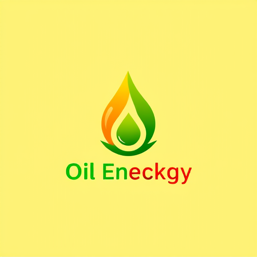AI Design for oil company with green energy, colors : yellow and green and red with an oil drop design