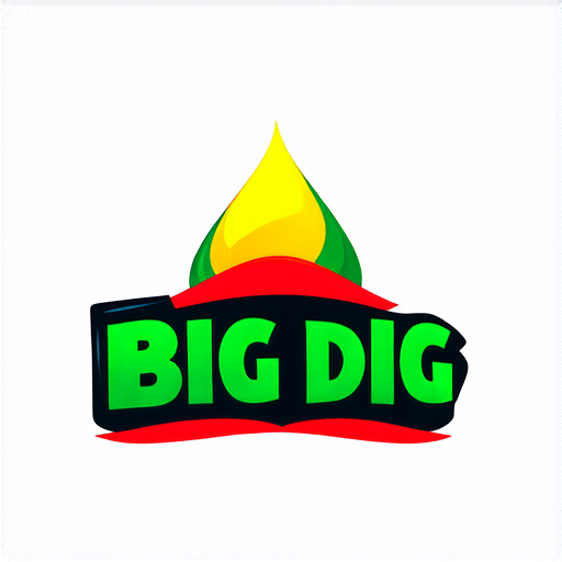 AI Design for make a logo for an oil and gas company called BIG DIG, colors : green, yellow, red. Make it professional. logo shape is oil drop
